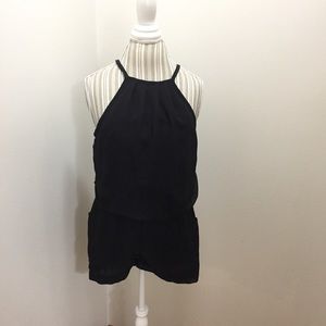 Key Hole Back Black Halter Top Short Romper